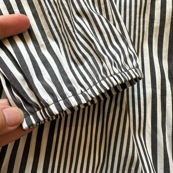 Melloday Women's Large Blue and White Striped Off the Shoulder Blouse - Picture 4 of 7